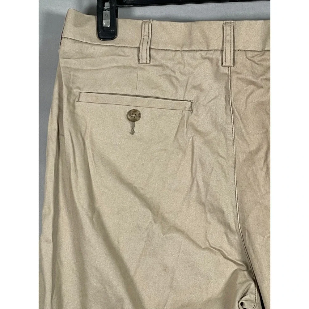 Merona Mens Ultimate Khaki Pants Tan 36x34 Nano-Tex Stain‎ Resistant Flat Front